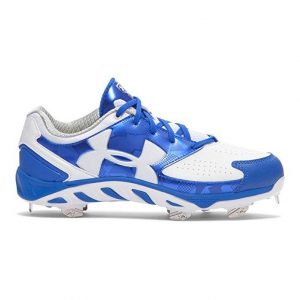 blue and white softball cleats